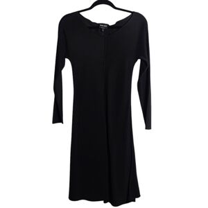 GIORGIO ARMANI Black Long Sleeve Sheath Dress Scooo Neck Knee-Length Size 40 US4